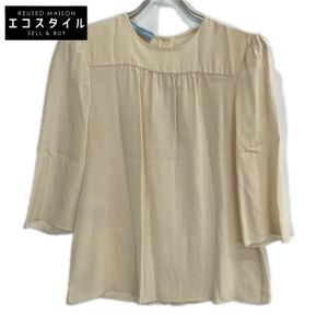 Prada light beige 7/8 sleeve back button silk blouse, size 38 [Used]
