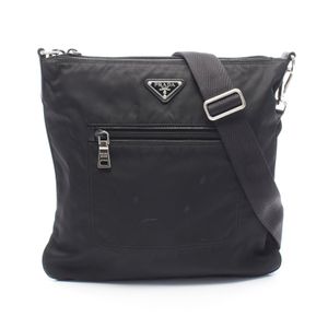 【二手】Prada PRADA TESSUTO BT0715 黑色尼龍皮革三角 Logo 單肩包 女款