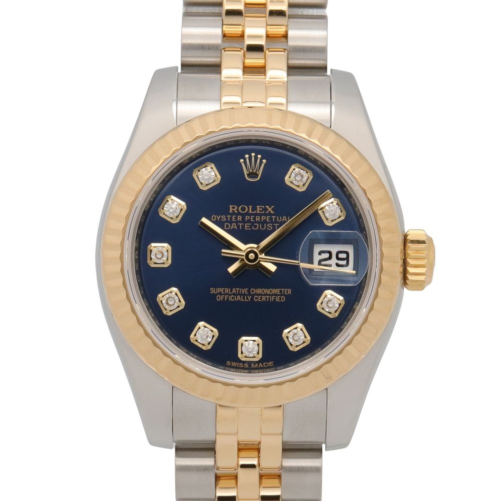 [중고] ROLEX 손목시계 데이트저스트 10P 다이아 랜덤 번호 179173G BL/NP K18(옐로우 골드) 스테인리스 스틸 데이트저스트 10P 다이아 랜덤 번호