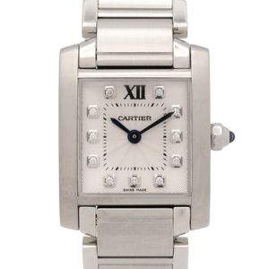 【중고】 Cartier CARTIER 손목시계 탱크 프랑세즈 SM 11P 다이아 WE110006 실버 스테인리스 스틸 다이아몬드 탱크 프랑세즈 SM 11P 다이아 여성용