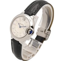 [중고] Cartier 발롱블루 SM 11P 다이아 W4BB0008 실버 스테인리스 스틸 다이아몬드 여성용 손목시계(기타) Used A