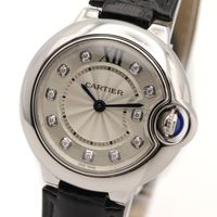 [중고] Cartier 발롱블루 SM 11P 다이아 W4BB0008 실버 스테인리스 스틸 다이아몬드 여성용 손목시계(기타) Used A