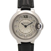 [중고] Cartier 발롱블루 SM 11P 다이아 W4BB0008 실버 스테인리스 스틸 다이아몬드 여성용 손목시계(기타) Used A