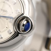 [중고] Cartier 발롱블루 SM 11P 다이아 W4BB0008 실버 스테인리스 스틸 다이아몬드 여성용 손목시계(기타) Used A