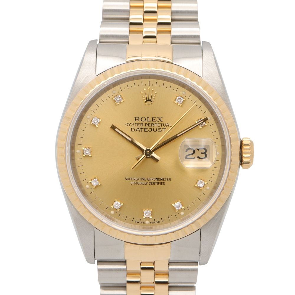 [중고] ROLEX 손목시계 데이트저스트 10P 다이아 N번 16233G CH/QP K18(옐로우 골드) 스테인리스 스틸 데이트저스트 10P 다이아 N번 남성용