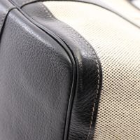 【중고】 Hermes 에르메스 토트백 가든파티 PM 옵티컬 H 에크뤼/블랙 캔버스 레더 가든파티 PM 옵티컬 H 에크뤼/블랙
