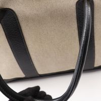 【중고】 Hermes 에르메스 토트백 가든파티 PM 옵티컬 H 에크뤼/블랙 캔버스 레더 가든파티 PM 옵티컬 H 에크뤼/블랙