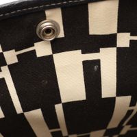 【중고】 Hermes 에르메스 토트백 가든파티 PM 옵티컬 H 에크뤼/블랙 캔버스 레더 가든파티 PM 옵티컬 H 에크뤼/블랙