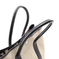 【중고】 Hermes 에르메스 토트백 가든파티 PM 옵티컬 H 에크뤼/블랙 캔버스 레더 가든파티 PM 옵티컬 H 에크뤼/블랙