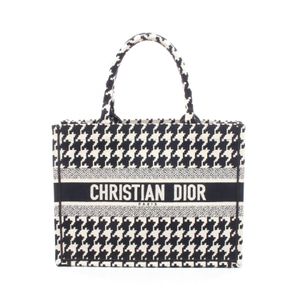 [중고] Dior 토트백 BOOK TOTE 미디엄 하운드투스 화이트/블랙 캔버스 토트백 미디엄 여성용 Used A