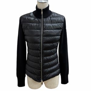 미사용급★MONCLER 2023년형 CARDIGAN TRICOT 로고 패치 부착 하이브리드 디자인 다운 재킷/코트 블랙 XS 정품 여성용