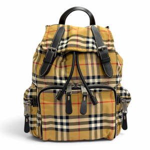 Mint condition △ BURBERRY 8006724 Vintage Nova Check pattern Leather detail Nylon Backpack Daypack Beige Made in Italy Women's Comes with dust bag