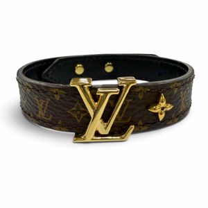 미품☆LOUIS VUITTON 루이비통 M8526 모노그램 팔찌 LV 아이코닉 레더 브라운 19 스페인제 여성용 보관 파우치 포함