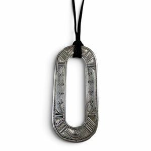 양품▼Hermes 에르메스 투아레그 AG925 가죽 목걸이 실버 블랙 중량 32.0g 남녀공용 액세서리