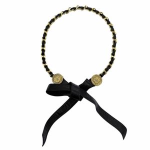 양품☆Chanel 샤넬 빈티지 메탈 코코마크 가죽 체인 리본 벨트 골드 블랙 여성용