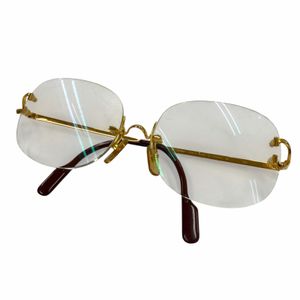 미사용급▼Cartier Cartier 투 포인트 무테 로고 장식 안경 아이웨어 골드 보르도 □18 130 도수 있음 프랑스제 남성용