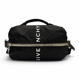최상급 컨디션▼GIVENCHY 지방시 BKU038K1JE 로고 4G 지퍼 나일론 레더 바디백/웨이스트백 블랙 실버 하드웨어 이탈리아제 남성용