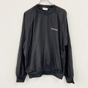 Slazenger nylon pullover jacket with embroidered logo, black, size M. Women's vintage windbreaker/nylon outerwear.