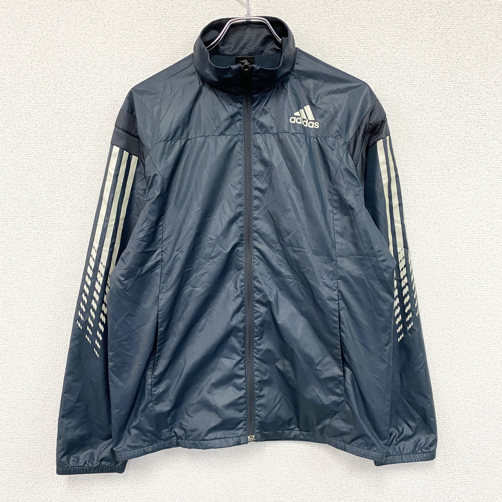 adidas全拉鍊外套/防風衣，海軍藍，M 碼，古著。