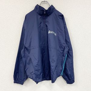 MLB Seattle Mariners Half-Zip Nylon Jacket, Navy, Size F, Used