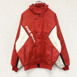 YAMAHA nylon jacket/blouson, padded, with company logo, red , size L, used.