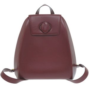 Excellent condition Cartier Must Line leather burgundy backpack/daypack 0083 [Used] CARTIER