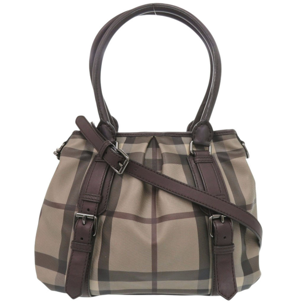 成色極佳的 Burberry 格紋 PVC 皮革ブラウン兩用手提包/單肩包 1342 [二手] BURBERRY