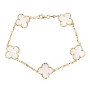 【二手】梵克雅寶 (Van Cleef & Arpels) Vintage Alhambra 五件套珍珠母貝手鍊 VCARA41800，腕圍 17.5 厘米，18K（黃金）