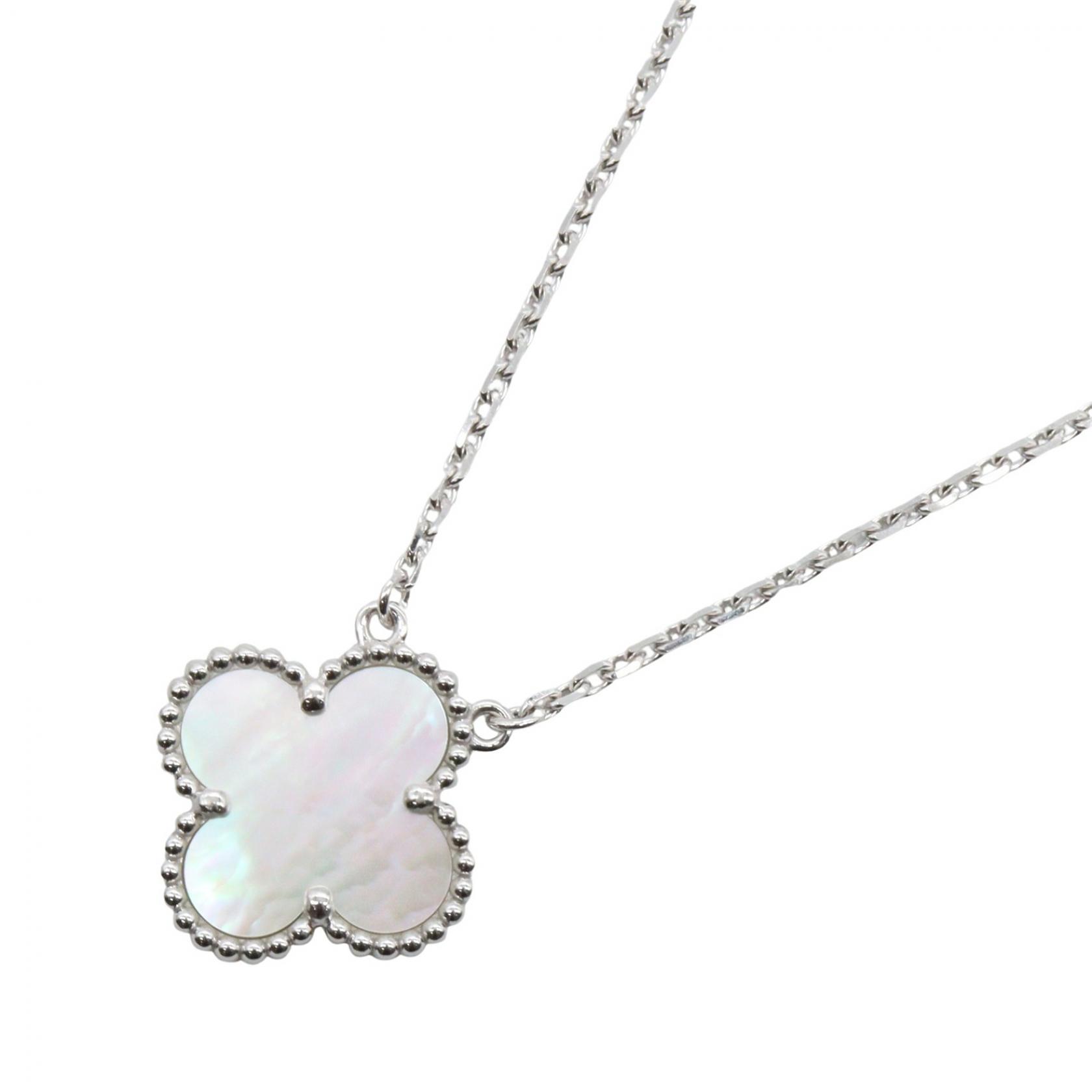 【二手】梵克雅寶 (Van Cleef & Arpels) 復古 Alhambra 珍珠母貝項鍊 VCARF48700，頸圍 37/41.5 釐米，K18WG（白K金）