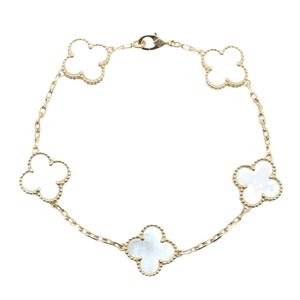 【二手】梵克雅寶 (Van Cleef & Arpels) Vintage Alhambra 五件套珍珠母貝手鍊 VCARA41800，腕圍 19 厘米，18K（黃金）