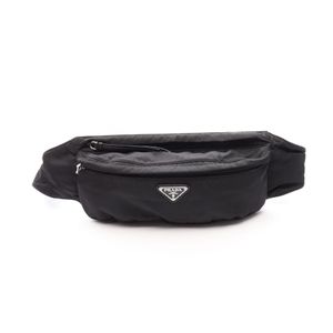 【中古】 プラダ PRADA ウエストバッグ ボディバッグ ブラック ナイロン サフィアーノレザー トライアングルロゴ ウエストバッグ ユニセックス Used B