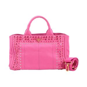 【中古】プラダPRADA ハンドバッグ カナパトートミディアム 1BG642 キャンバス ピンク