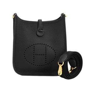 【中古】エルメスHERMES ショルダーバッグ エブリンTPMアマゾン トリヨンクレマンス ブラック