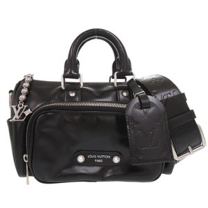 สภาพเหมือนใหม่ หลุยส์ วิตตอง Keepall Cargo Bandouliere 25 M13988 IC หนังลูกวัว สีดำ กระเป๋าถือ LV 1262【มือสอง】LOUIS VUITTON