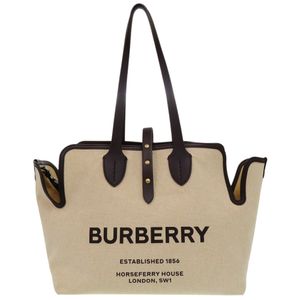 Burberry Soft Canvas Logo Horseferry 8031318 Tote Bag Cotton Canvas Beige 1137 [Used] BURBERRY