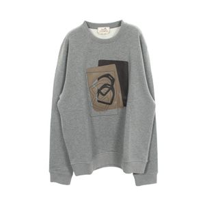 [Used] Hermes HERMES Sweatshirt Leather Patch Cotton Sweatshirt Men's Used A