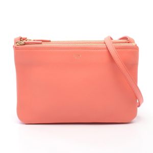 【中古】 セリーヌ CELINE ショルダーバッグ TRIO SMALL トリオ スモール サーモンピンク レザー トリオ スモール レディース Used B