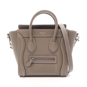 【二手】 CELINE Luggage Nano Shopper 兩用手提包，灰褐色皮革，女士，二手 B