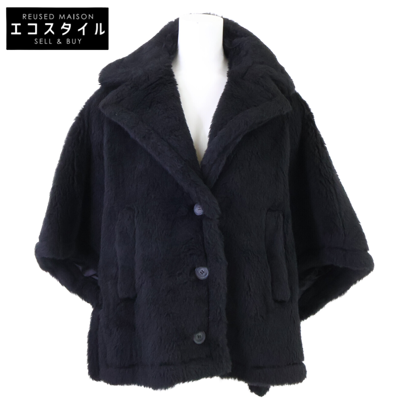 max Mara [近新/國內授權經銷商] 24147311416 ALEGGIO 羊駝毛/真絲混紡泰迪熊CAPESM [二手]