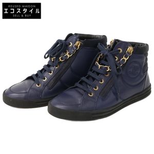 Chanel IG31316 Coco Mark Double Zip High-Top Sneakers, Size 38 [Used]