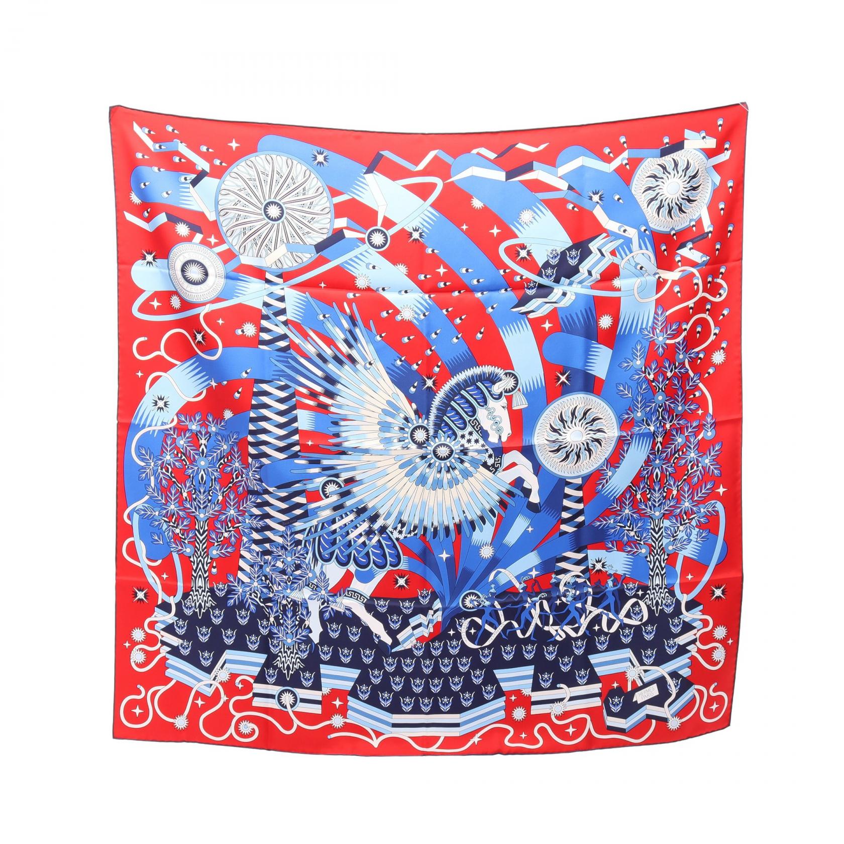 【二手】愛馬仕 HERMES 圍巾 Carre 90 La Source de Pegase Silk Carre 90 The Source of Pegasus 女士未使用