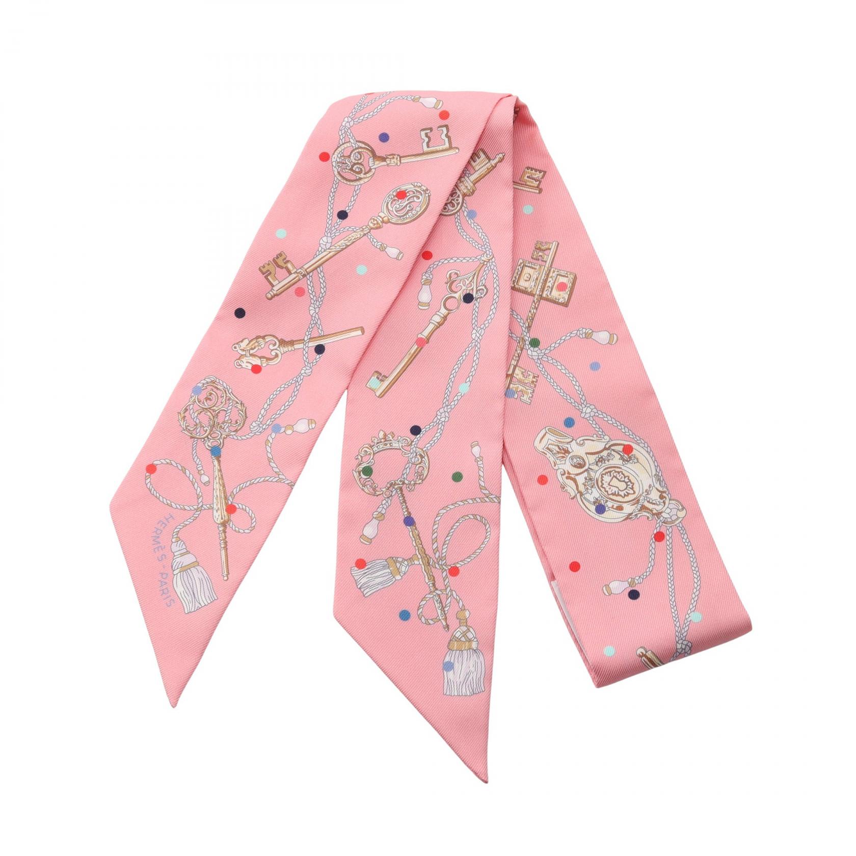 [二手] 愛馬仕 HERMES 絲巾 Twilly LES CLES A POISRIBON真絲 Twilly 女士二手 A