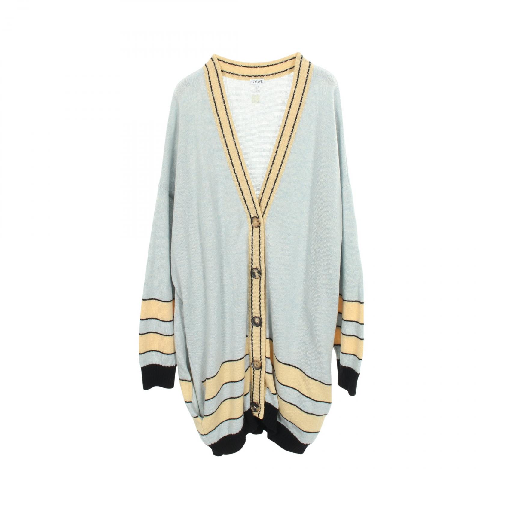 【二手】 LOEWE羊毛長版開襟衫，Anagram 刺繡，女款，二手