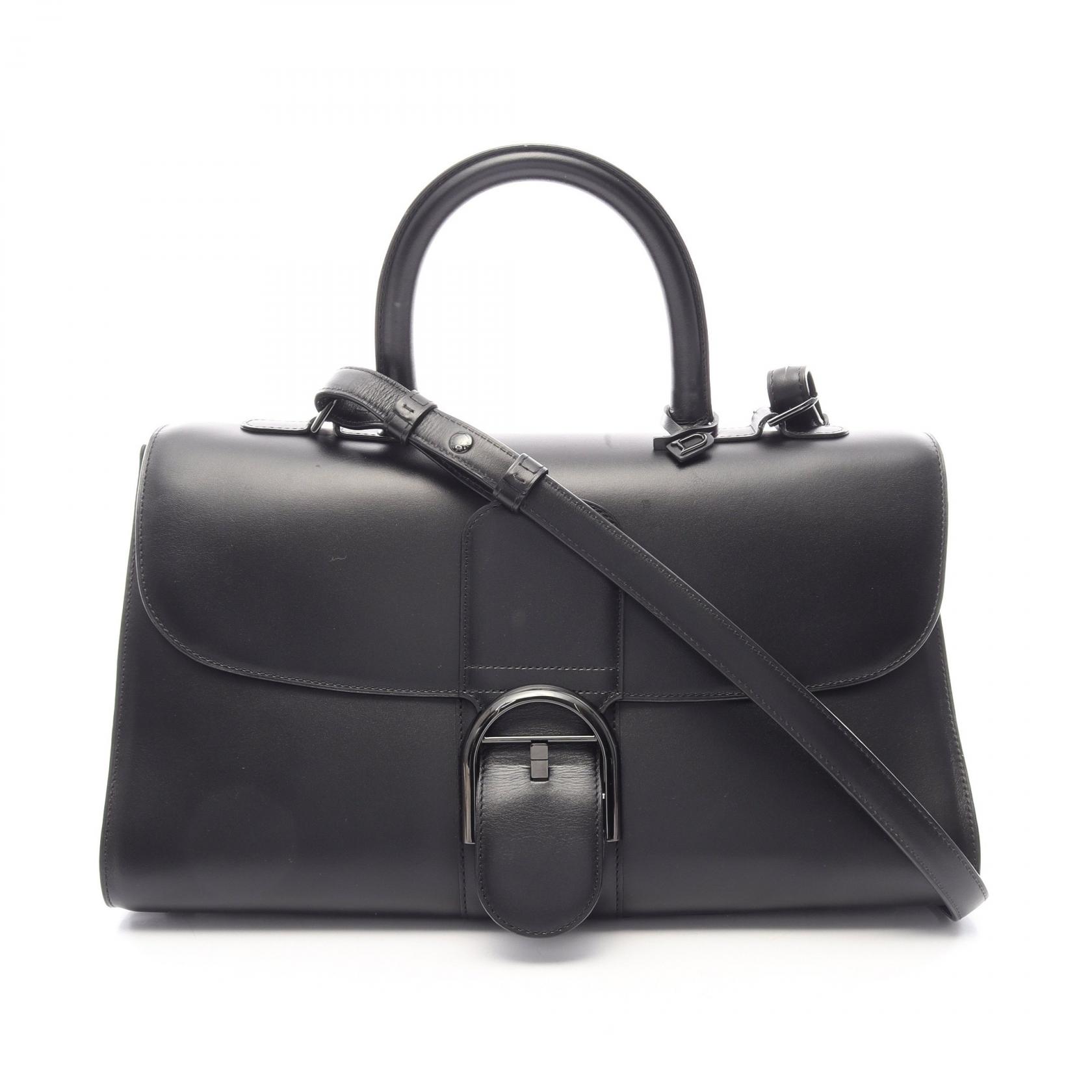 【二手】Delvaux Brillant 東西向兩用手提包，黑色皮革，女士，二手 A