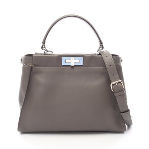 【二手】FENDIPeekaboo Regular 兩用手提包 8BN290 深灰色皮革 Peekaboo Regular 女士二手 A