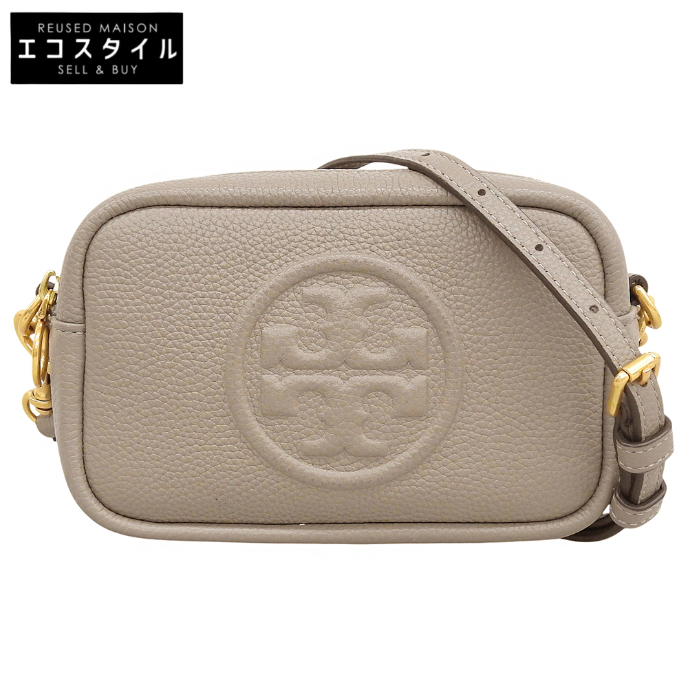 Tory Burch Perry Bombe 皮革單肩包，女士，灰褐色，成色極佳 [二手]