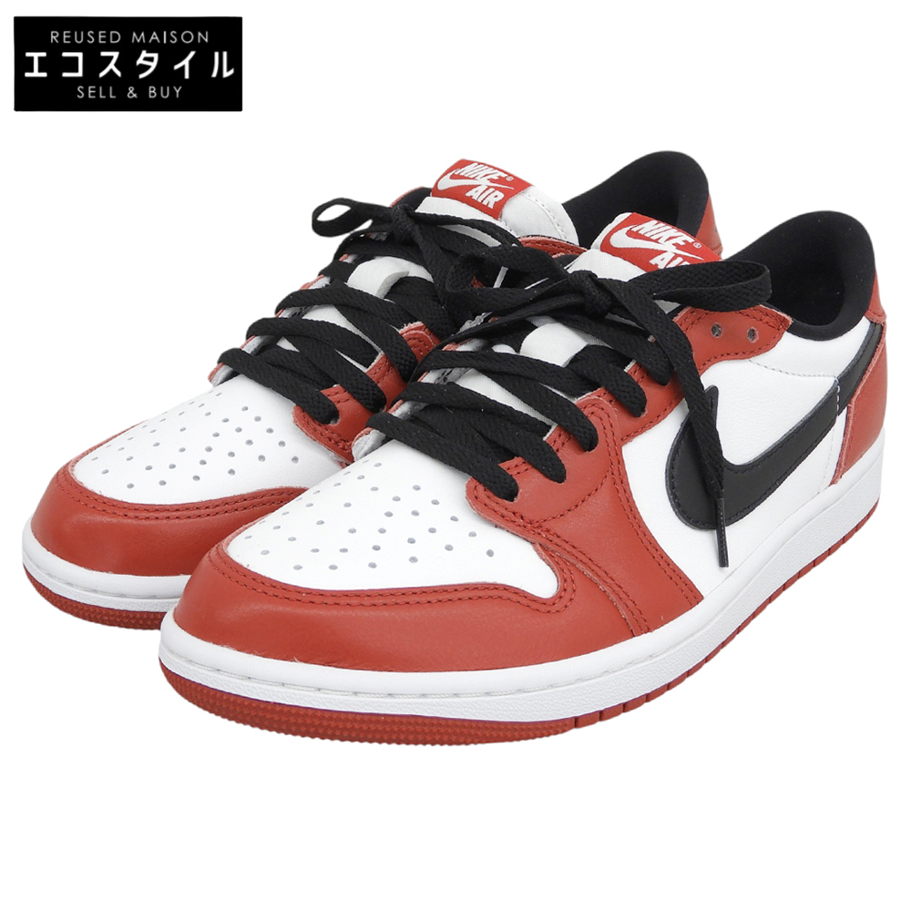 Nike Chicago Air Jordan 1 Retro Low OG 男款運動鞋，白RED，尺寸 26.5cm，貨號 HQ6998-600，尺寸 8.5（美國）[二手]（近全新）