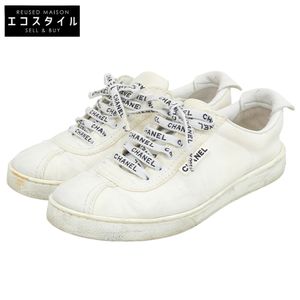 Chanel Coco Mark Canvas Low-Cut Sneakers Shoes Women's White Size 38 G34085 38 [Used]