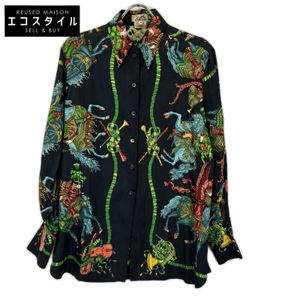 Hermes Black Vintage Silk Shirt, Size 38 [Used]
