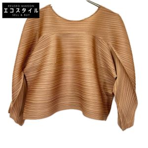 PLEATS PLEASE ISSEY MIYAKE PP93-JK701 브라운 가로 플리츠 tucked bounce 상의(기타) 3【중고】